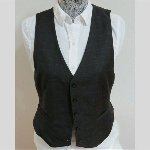 GAP Jackets & Blazers - Sz M Brown Plaid GAP Womens Wool #52E Suit Vest